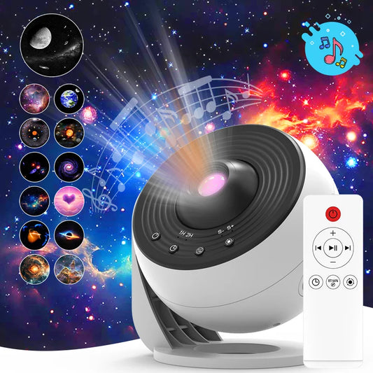 Galaxy Star Projector Night Light – HD Image Disc Planetarium with Bluetooth & Remote