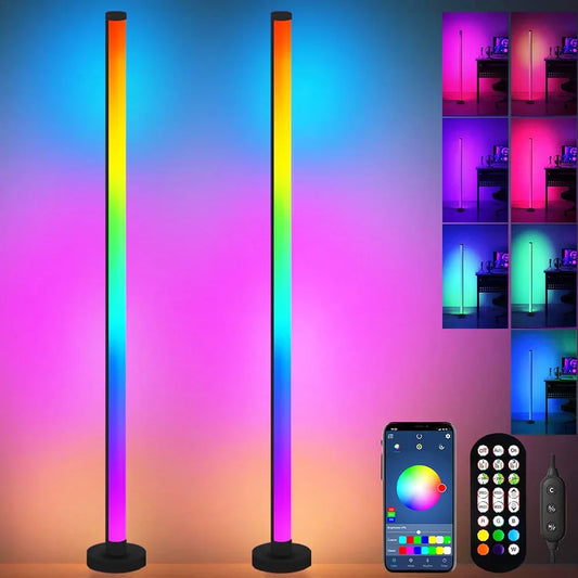 Modern Smart LED Corner Floor Lamp, RGB Music Sync, Timer & App Control