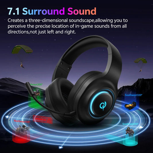 QCY Heroad V200 Wireless Over-Ear Headphones – 50mm Driver, 7.1 Surround Sound