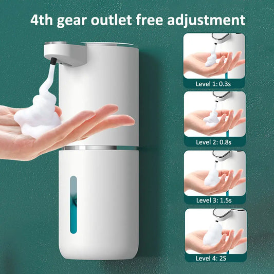 380ML Touchless Automatic Soap Dispenser, IPX5 Waterproof, 4-Level Foam Control