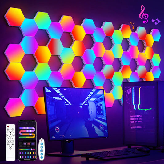Intelligent RGB Hexagonal Wall Lamp – DIY Modular LED Light with Music Rhythm Control
