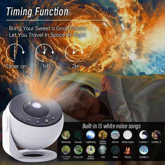 Galaxy Star Projector Night Light – HD Image Disc Planetarium with Bluetooth & Remote