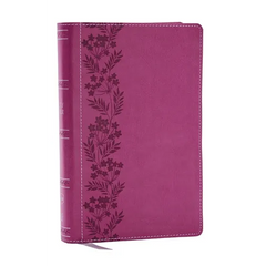 NKJV Personal Size Large Print Bible with 43,000 Cross References, Pink Leathersoft, Red Letter, Comfort Print