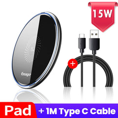Essager 15W Fast Qi Wireless Charger – Compatible with iPhone, AirPods & Androids