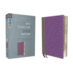 NIV, Thinline Bible, Giant Print, Imitation Leather, Gray/Purple, Red Letter Edition