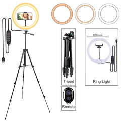 LED Selfie Ring Light with Tripod & Phone Holder for Video Recording