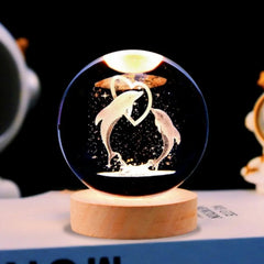 6cm Little Prince Solar System Crystal Ball LED Night Decor with Stand