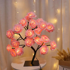 24 LED Rose Tree USB Table Lamp Fairy Flower Night Light Home Decor Gift