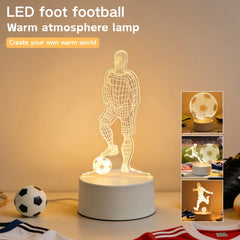 LED 3D Football Table Lamp USB Plug Bedside Night Light Sports Gift Decor