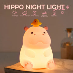 Cute Silicone Fox & Rabbit Touch Night Lamp, Dimmable & Rechargeable