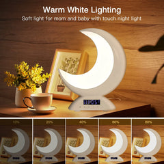 Cute Moon Night Light with RGB Color Changing, Clock & Bluetooth Speaker