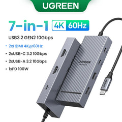 UGREEN 12-in-1 USB-C Docking Station with Dual HDMI 4K@120Hz, DP, 100W PD