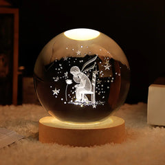 6cm Little Prince Solar System Crystal Ball LED Night Decor with Stand