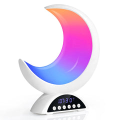 Cute Moon Night Light with RGB Color Changing, Clock & Bluetooth Speaker