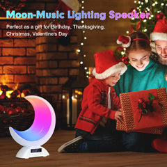Cute Moon Night Light with RGB Color Changing, Clock & Bluetooth Speaker