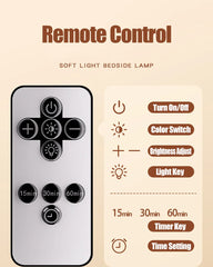 Rechargeable Touch Night Light, 3-Color LED Bedside Lamp for Kids Room