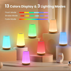 13 Color RGB Touch Night Light with Remote, USB Rechargeable Bedside Lamp