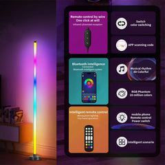 Modern Smart LED Corner Floor Lamp, RGB Music Sync, Timer & App Control