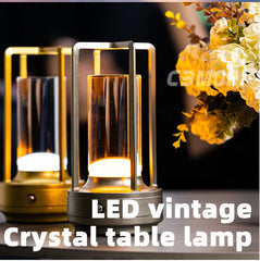 LED Crystal Touch Table Lamp, Rechargeable Decorative Bedside Night Light