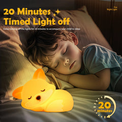 Cute Silicone Fox & Rabbit Touch Night Lamp, Dimmable & Rechargeable