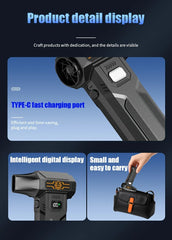 ABUDODO Portable Turbo Jet Fan with High-Speed Brushless Motor & Battery Display