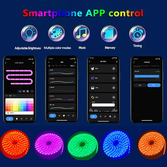 USB 5V RGB Silicone Neon Rope Light with Tuya App & Remote Control