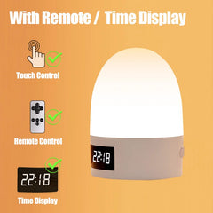 Rechargeable Touch Night Light, 3-Color LED Bedside Lamp for Kids Room