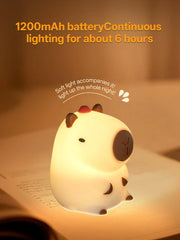 GGbingo Rechargeable Capybara Night Light, Dimmable Touch Silicone Lamp
