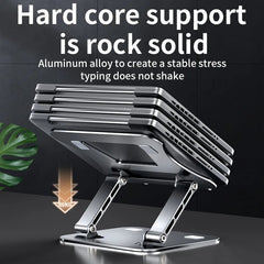 Adjustable Aluminum Laptop & Tablet Stand up to 17", Portable Folding Cooling Support