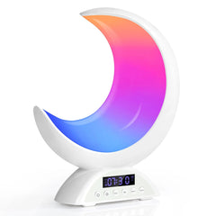Cute Moon Night Light with RGB Color Changing, Clock & Bluetooth Speaker