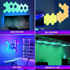 RGB Smart Hexagon Wall Light – App-Controlled Music Sync Ambient Lamp