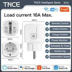 TNCE Smart Plug Tuya WiFi/Zigbee 3.0 EU Socket with Timer & Voice Control