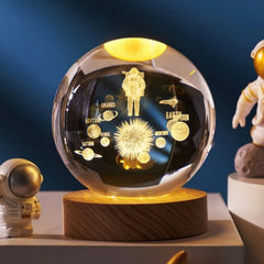 6cm Little Prince Solar System Crystal Ball LED Night Decor with Stand