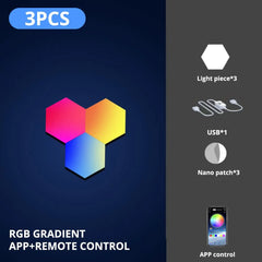 RGB Smart Hexagon Wall Light – App-Controlled Music Sync Ambient Lamp