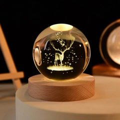 6cm Little Prince Solar System Crystal Ball LED Night Decor with Stand