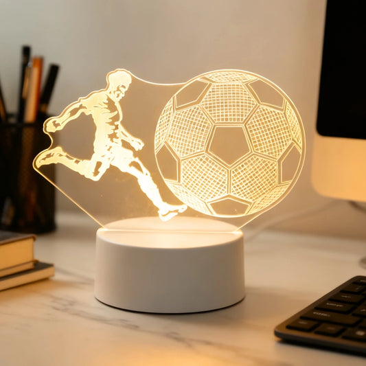 LED 3D Football Table Lamp USB Plug Bedside Night Light Sports Gift Decor