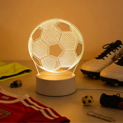 LED 3D Football Table Lamp USB Plug Bedside Night Light Sports Gift Decor