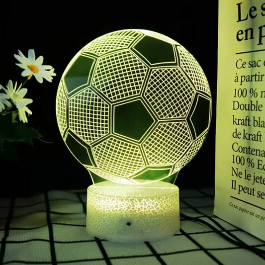 Ronaldo Messi Football 3D Illusion Night Lamp – Adjustable Color Touch Light Bedroom Gift
