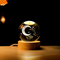 6cm Little Prince Solar System Crystal Ball LED Night Decor with Stand
