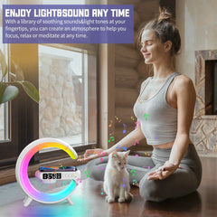 4-in-1 Wireless Charging Station with Speaker, RGB Atmosphere Light & TF Card Support