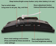 Multifunction LED Alarm Clock with Temp/Humidity Display