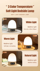 Rechargeable Touch Night Light, 3-Color LED Bedside Lamp for Kids Room