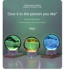 LED 16-Color 3D Sandscape Lamp RGB Hourglass Moving Sand Art Night Light
