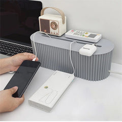 Nordic Desktop Plug Board Storage Box with Cable & Router Organizer