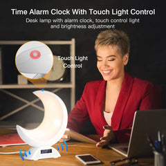 Cute Moon Night Light with RGB Color Changing, Clock & Bluetooth Speaker