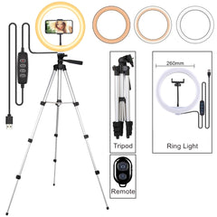 LED Selfie Ring Light with Tripod & Phone Holder for Video Recording