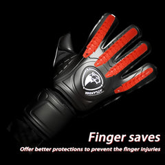 Soccer Goalie Gloves with Finger Protection, Non-Slip Latex Grip (Size 5/6/7/8/9/10 )