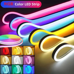 EU Plug RGB Neon Rope Light, DC24V Bluetooth App Control, Indoor/Outdoor