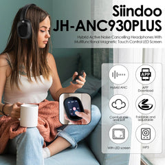 Siindoo JH-ANC930Plus Hybrid Wireless ANC Headphones with LED Touch Control