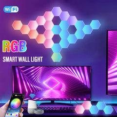 RGB Smart Hexagon Wall Light – App-Controlled Music Sync Ambient Lamp